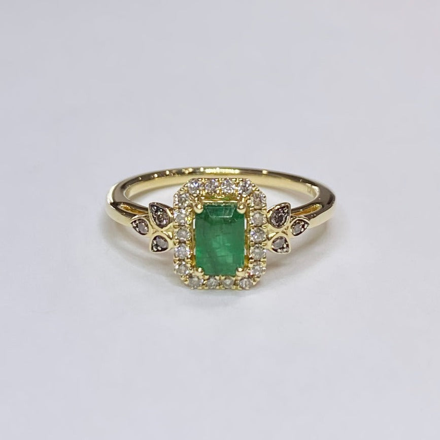 LeVian Genuine Emerald With Diamond Halo