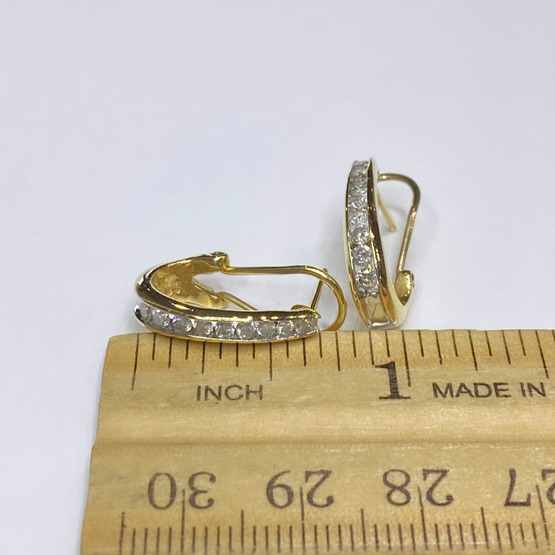 14k Small Elongated Diamond Hoops