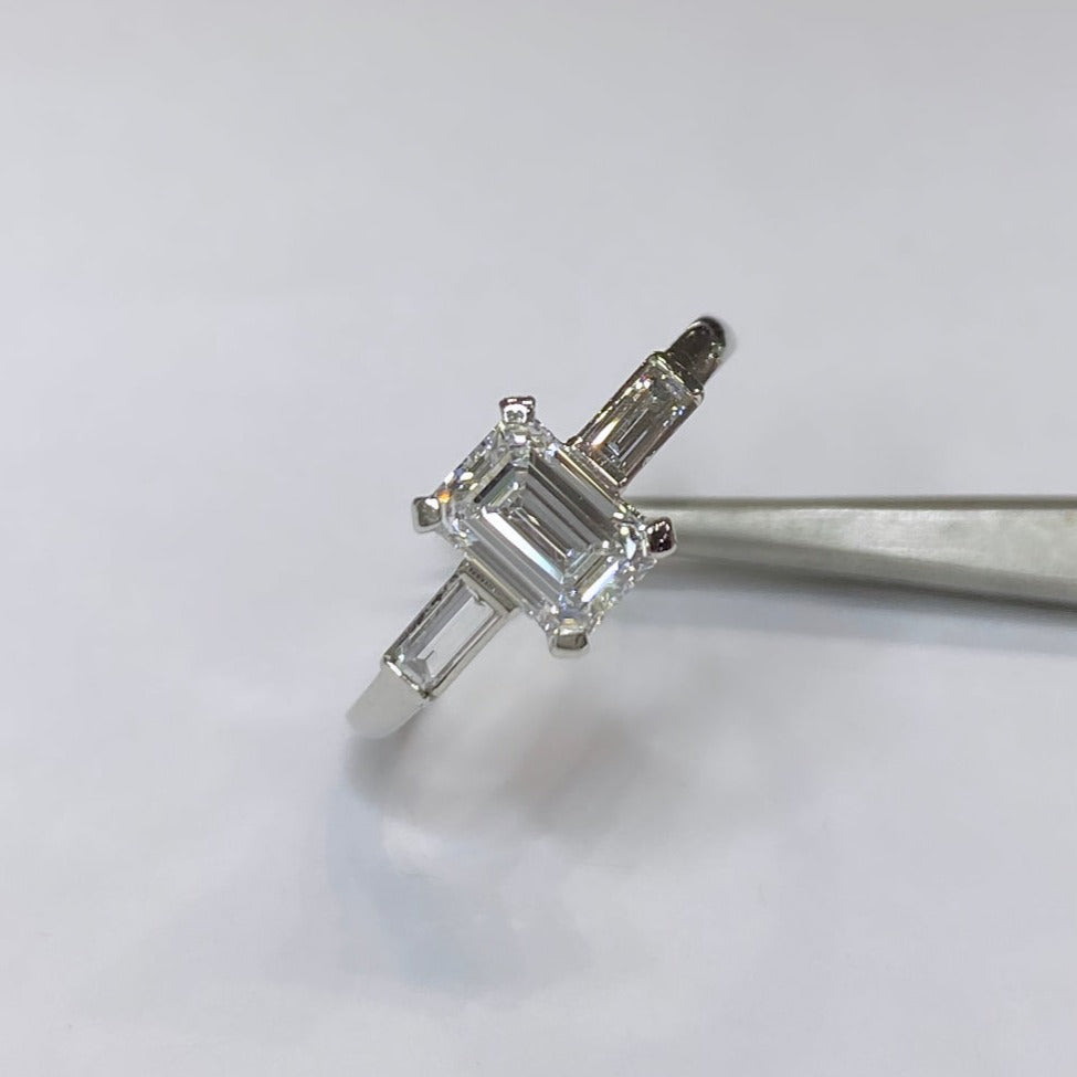Emerald Cut Platinum Engagement Ring