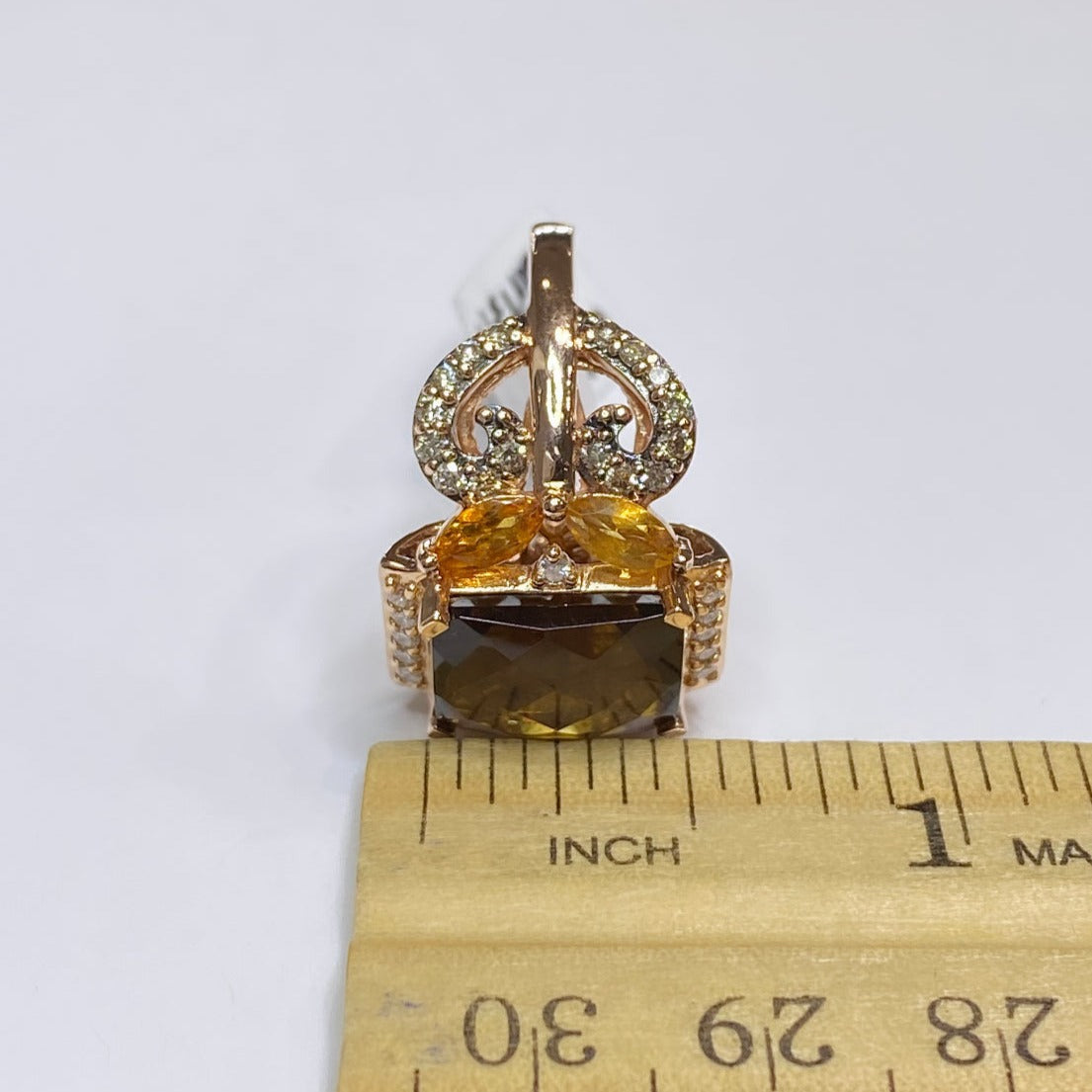 LeVian Caramel Quartz & Diamond Ring