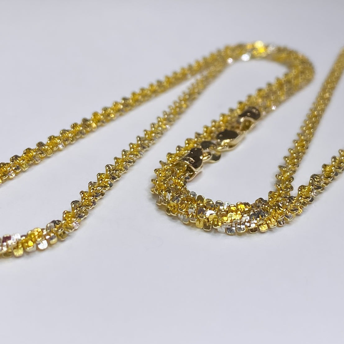 14k Two-tone Diamond Cut Chain