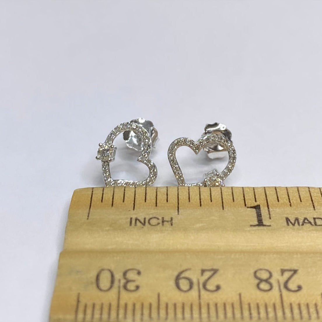 10k Open Heart Diamond Earrings