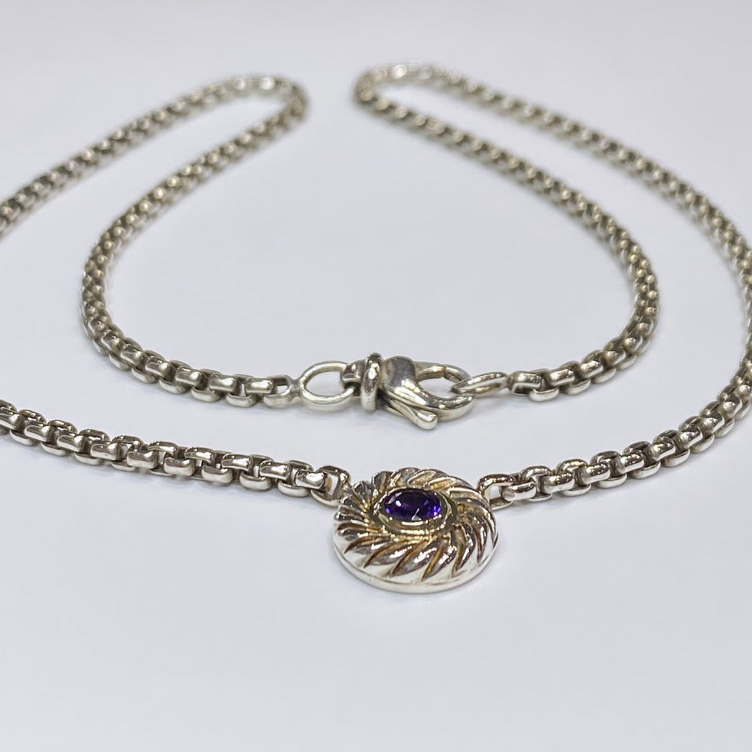 David Yurman 925/14k Amethyst Necklace