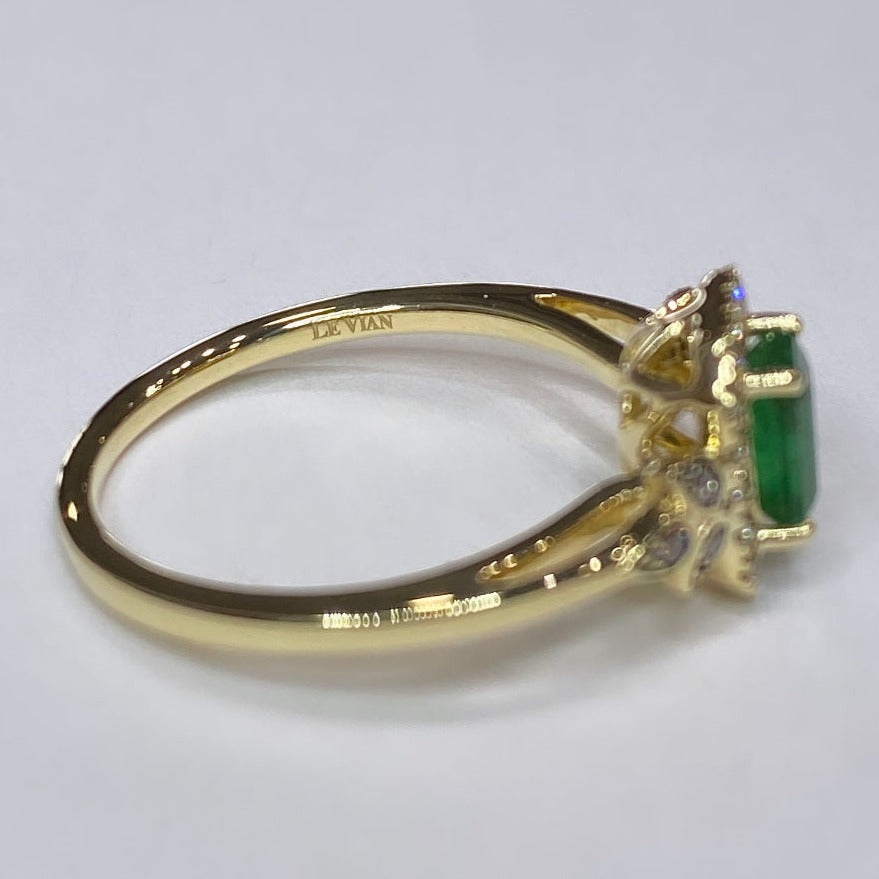 LeVian Genuine Emerald With Diamond Halo