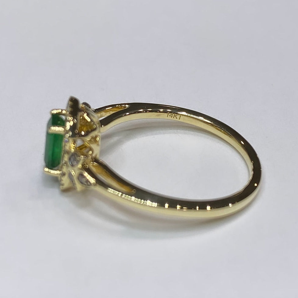LeVian Genuine Emerald With Diamond Halo