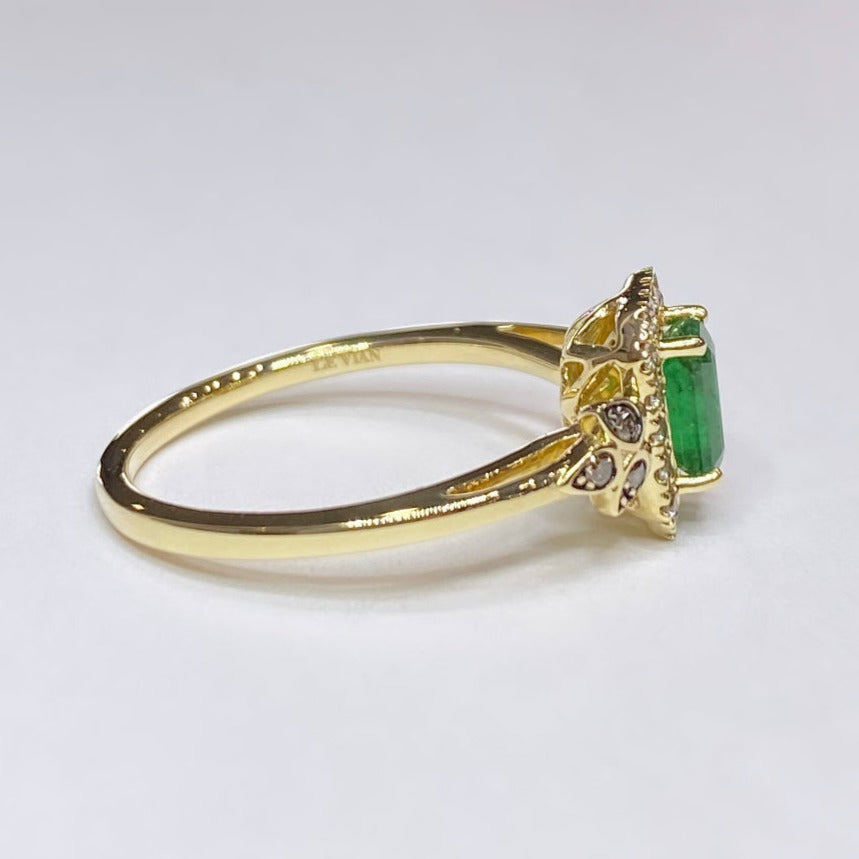 LeVian Genuine Emerald With Diamond Halo