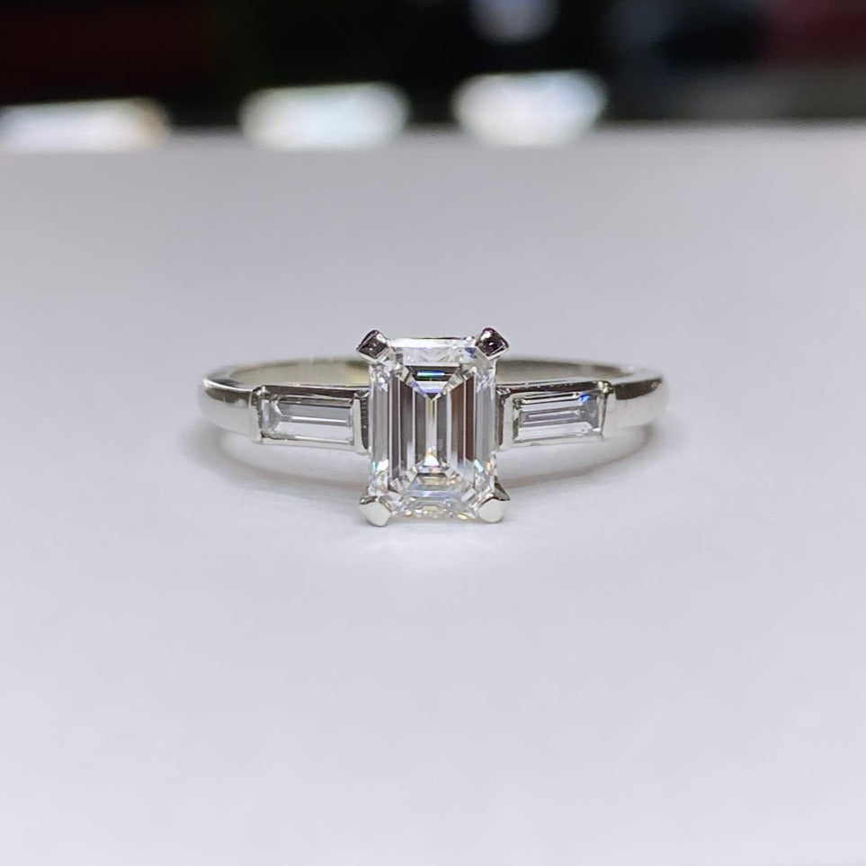 Emerald Cut Platinum Engagement Ring