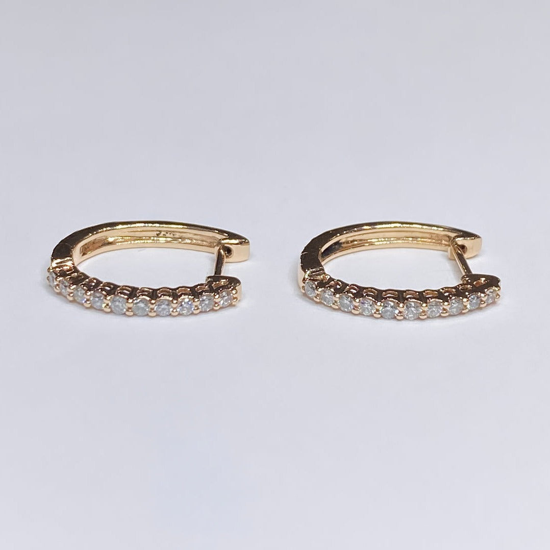 10k Elongated Diamond Hoop Earrings