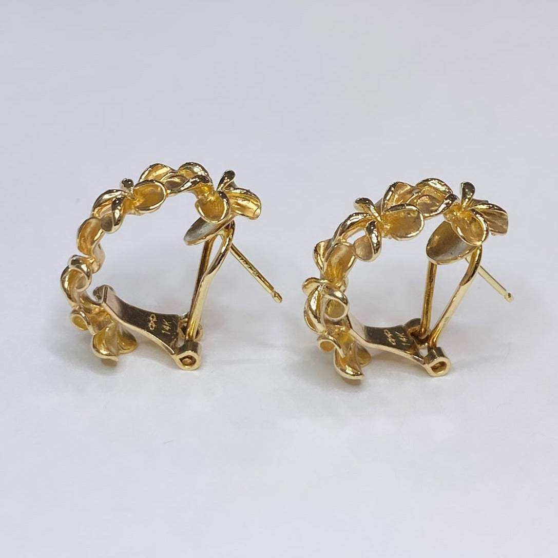 14k Omega-back Floral Earrings
