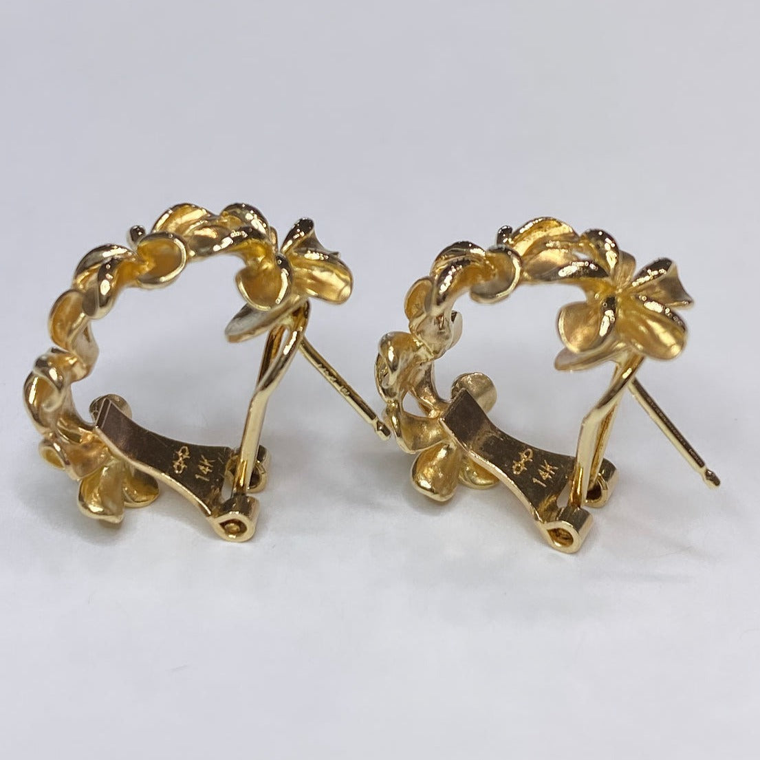 14k Omega-back Floral Earrings
