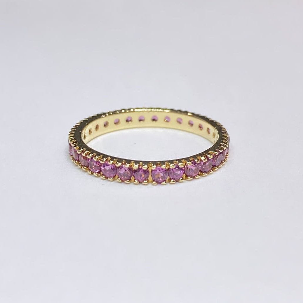 14k Pink Sapphire Eternity Band