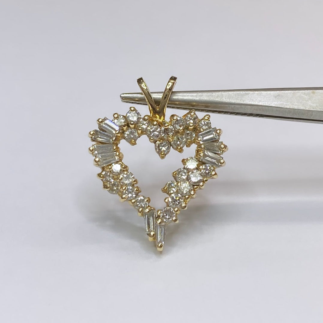 14k Diamond Cluster Heart Charm