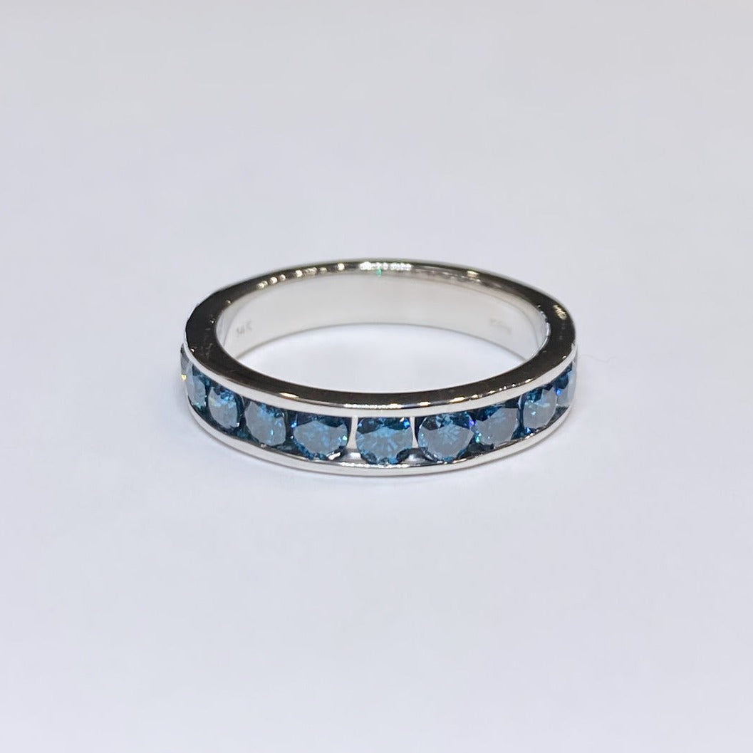 14k Blue Diamond Channel-Set Band 1ctw