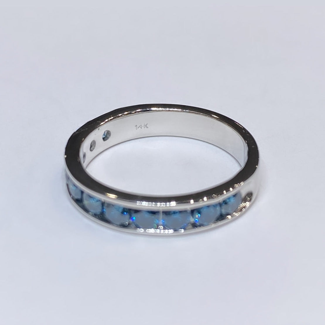 14k Blue Diamond Channel-Set Band 1ctw