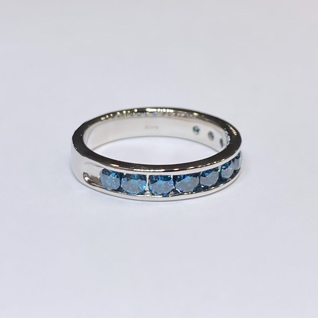 14k Blue Diamond Channel-Set Band 1ctw