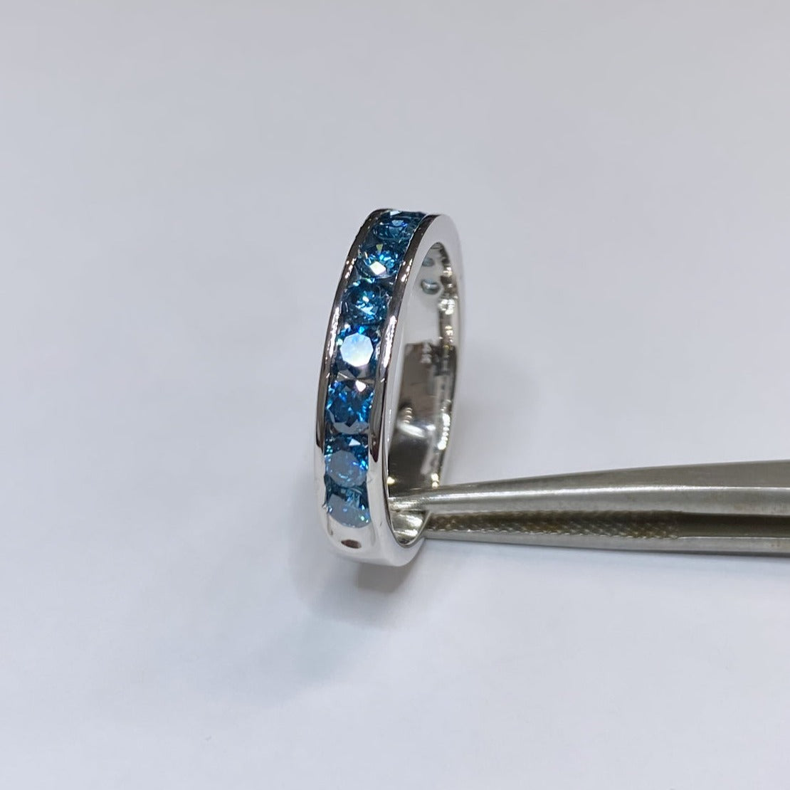 14k Blue Diamond Channel-Set Band 1ctw