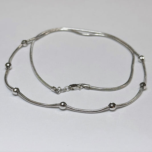 14k Snake Chain & Stationary Beads