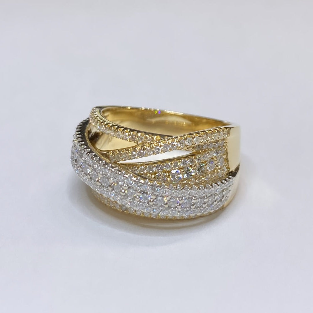 18k Two-Tone Crossover Pave Ring 2ctw