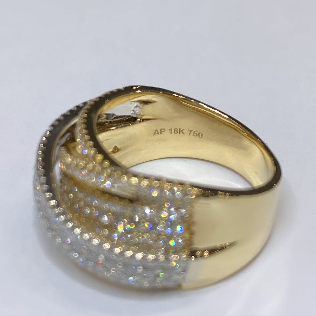 18k Two-Tone Crossover Pave Ring 2ctw