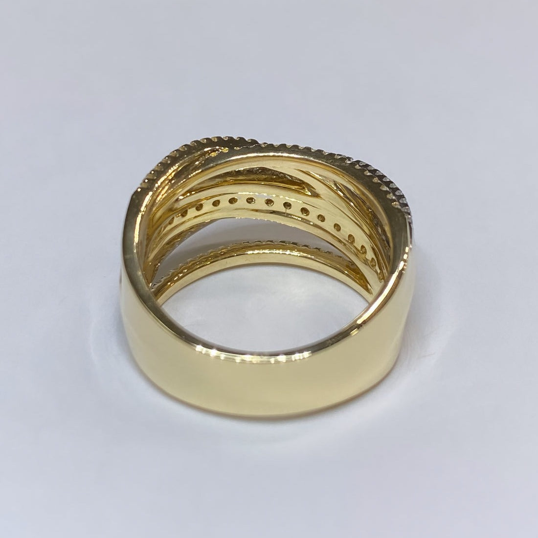 18k Two-Tone Crossover Pave Ring 2ctw