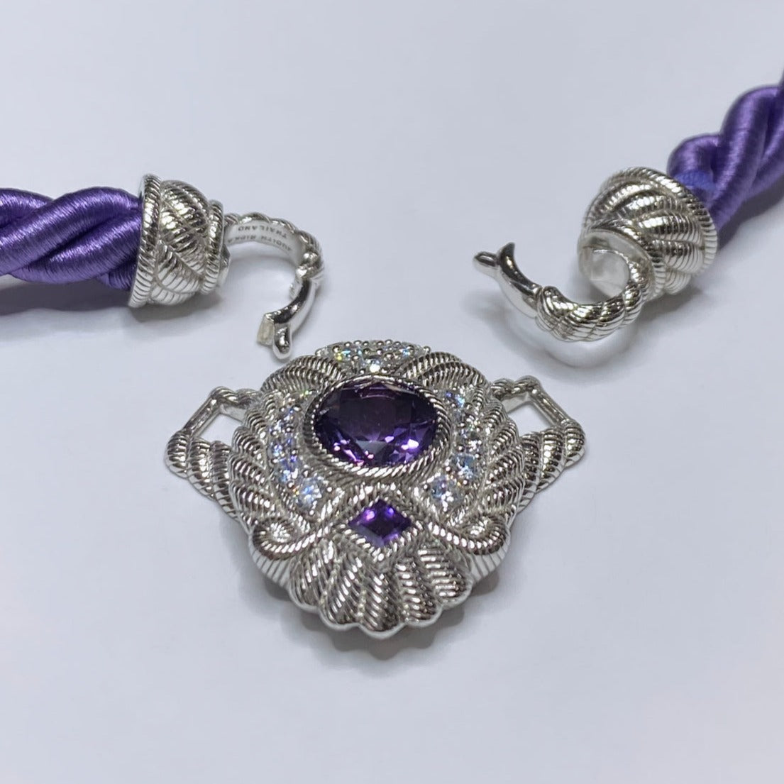 Judith Ripka Necklace 925 Removable Amethyst Pendant