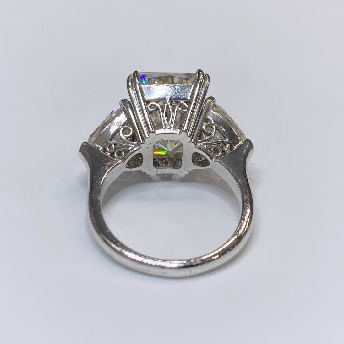 Moissanite Radiant & Trillion Cut Platinum Ring