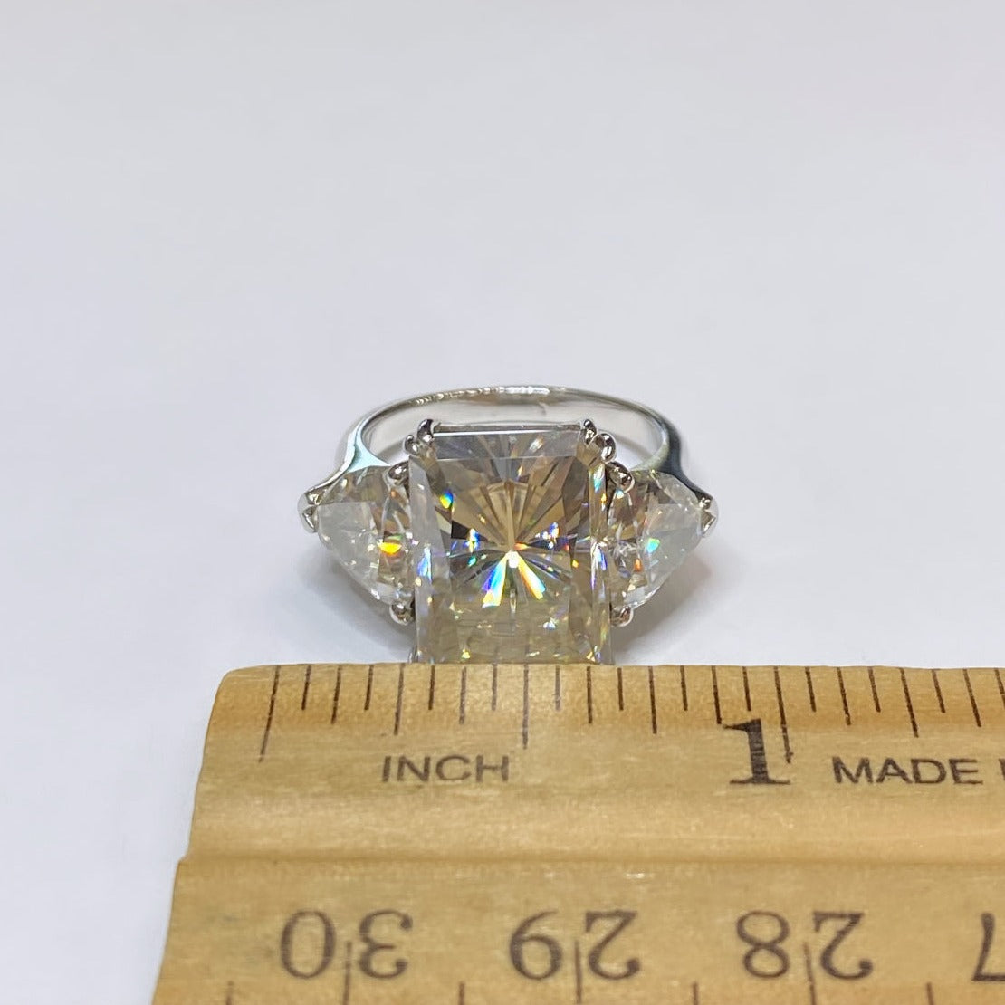 Moissanite Radiant & Trillion Cut Platinum Ring