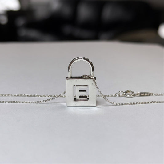 T & Co. 925 Initial "E" Lock Necklace