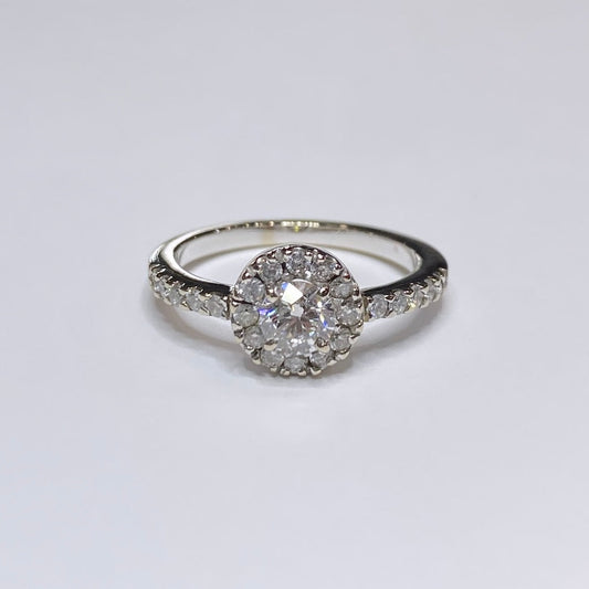 0.41ct Round G.I.A. Certified Diamond & Halo Ring 14k