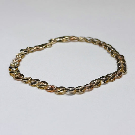 14k Tri-color Mirrored Bracelet