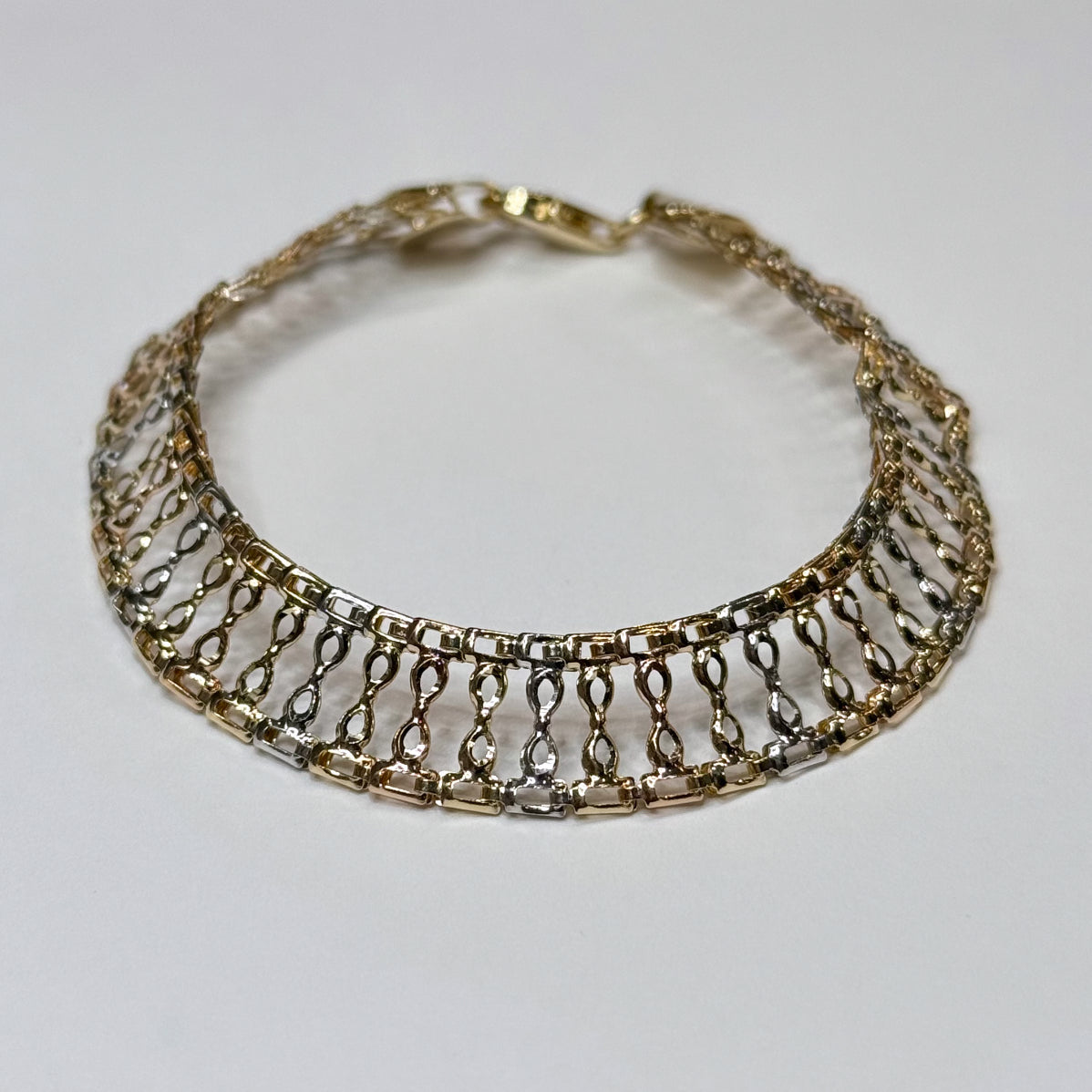 14k Tri-color Figure 8 Link Bracelet