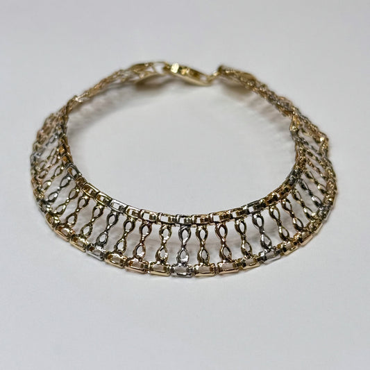 14k Tri-color Figure 8 Link Bracelet