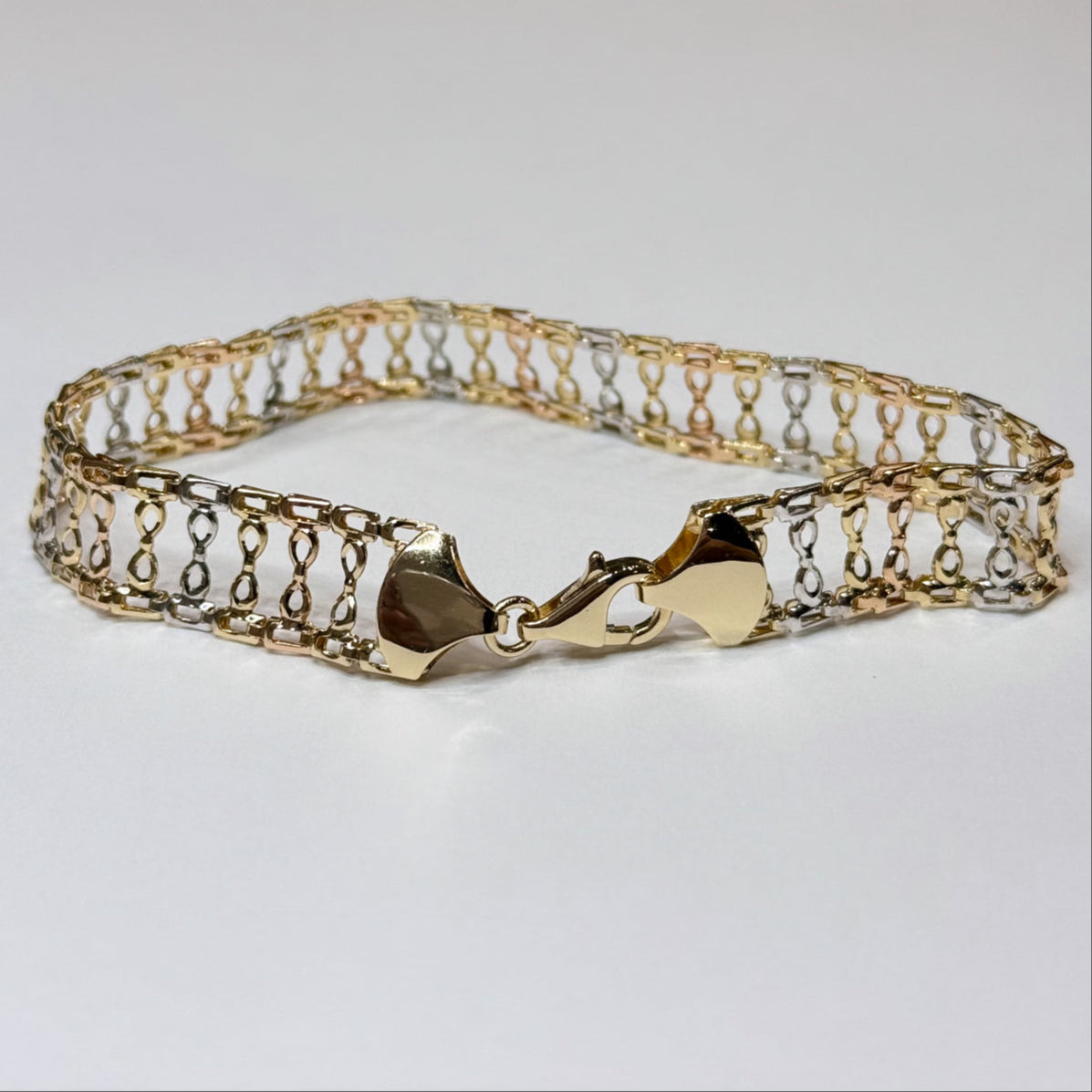 14k Tri-color Figure 8 Link Bracelet