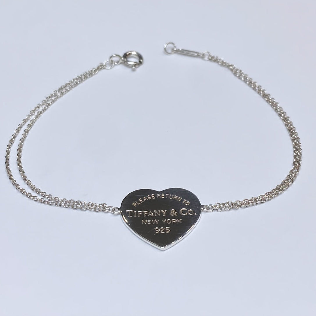 T & Co. 925 Heart Double Chain Bracelet