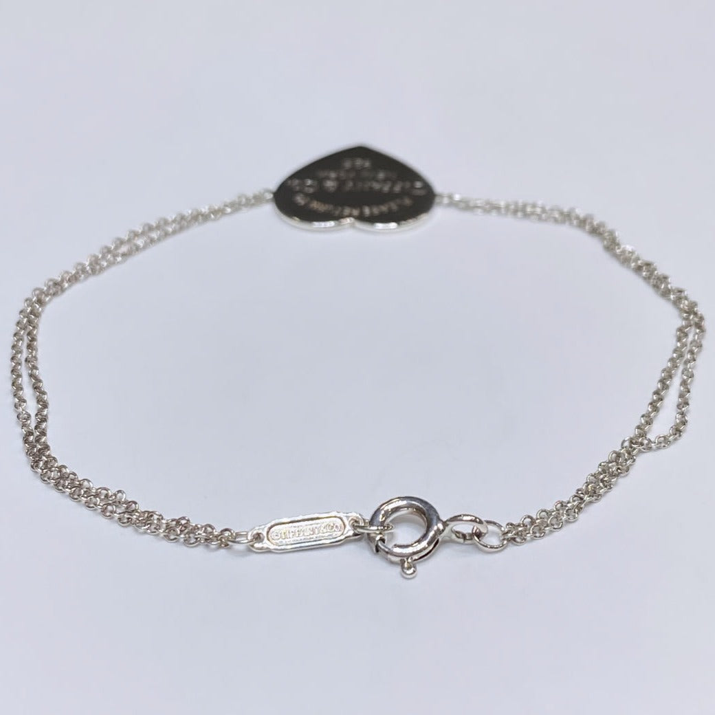 T & Co. 925 Heart Double Chain Bracelet