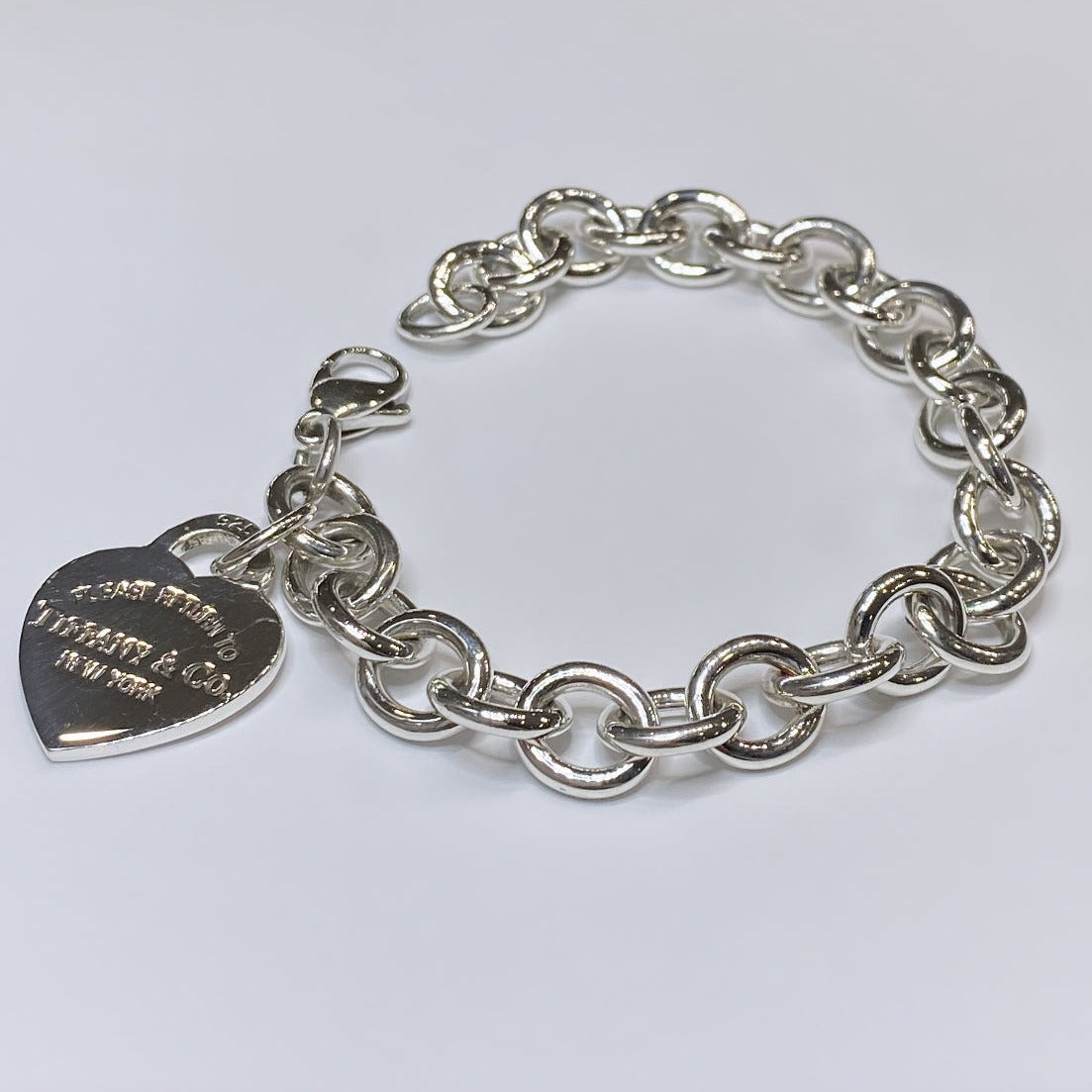 T & Co. 925 Heart Tag Charm Bracelet