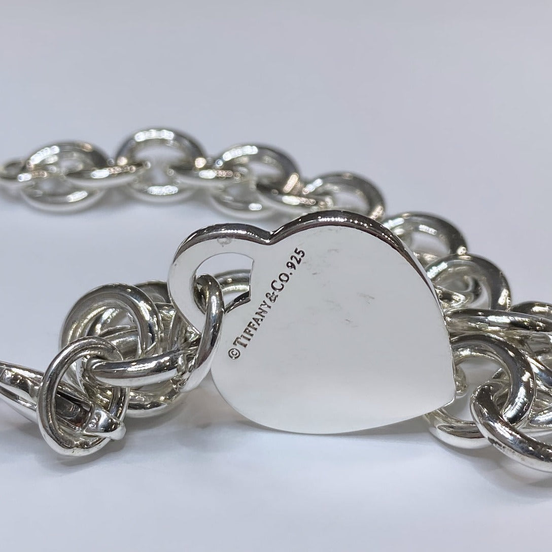 T & Co. 925 Heart Tag Charm Bracelet