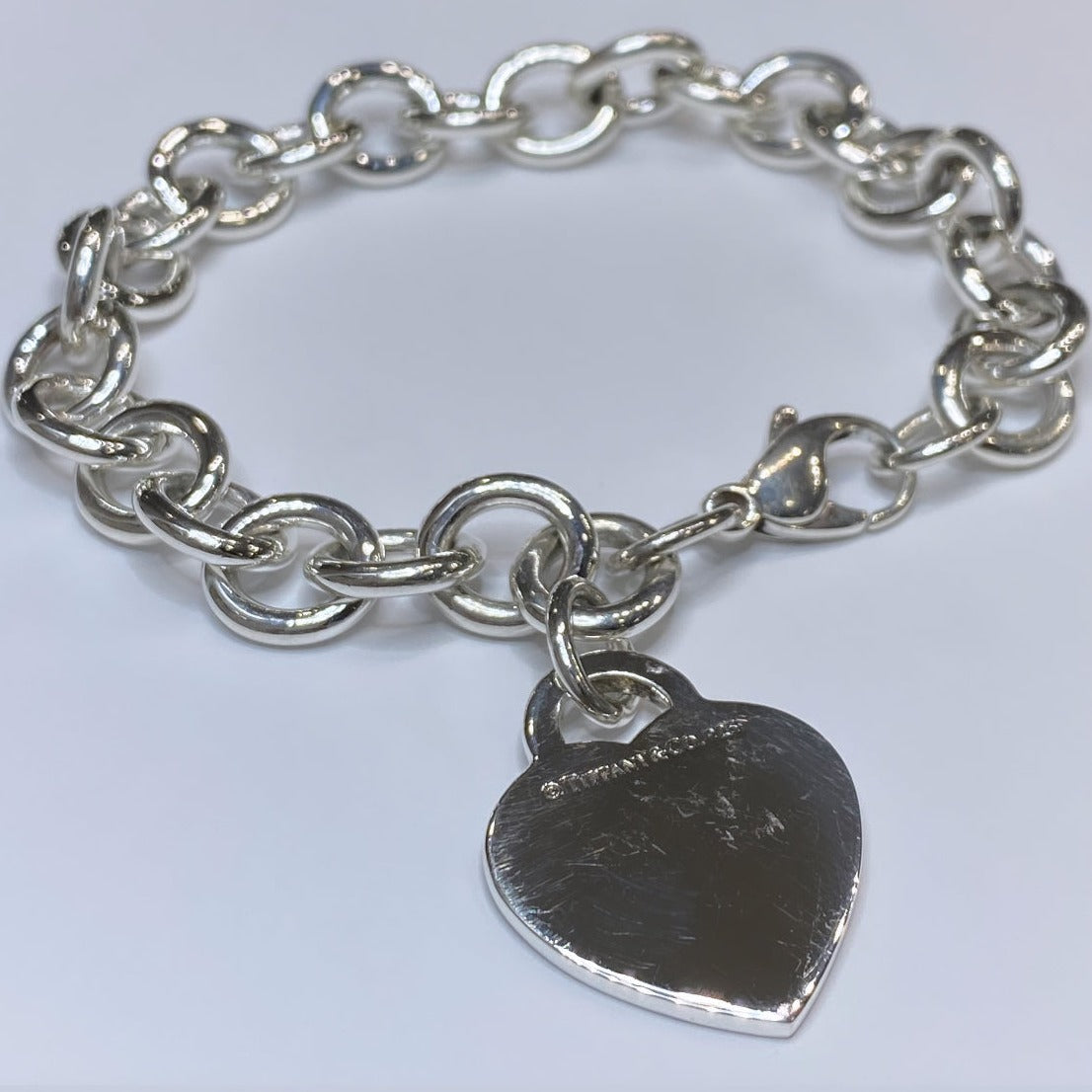 T & Co. 925 Heart Tag Charm Bracelet