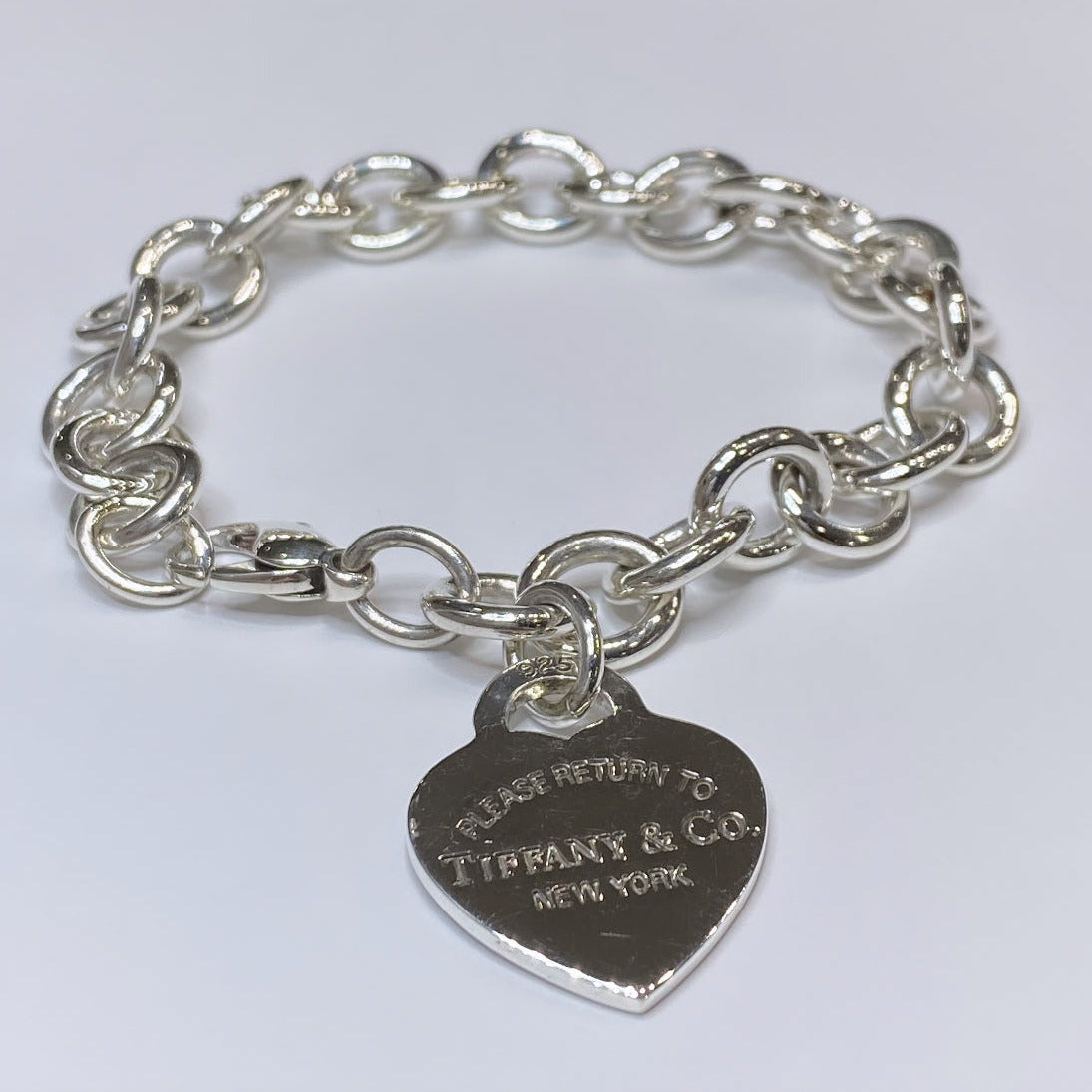 T & Co. 925 Heart Tag Charm Bracelet