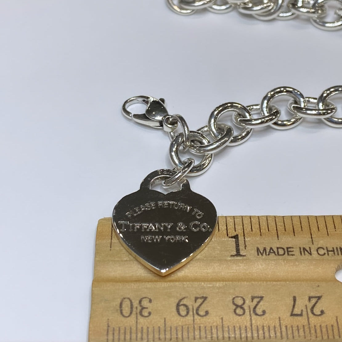 T & Co. 925 Heart Tag Charm Bracelet