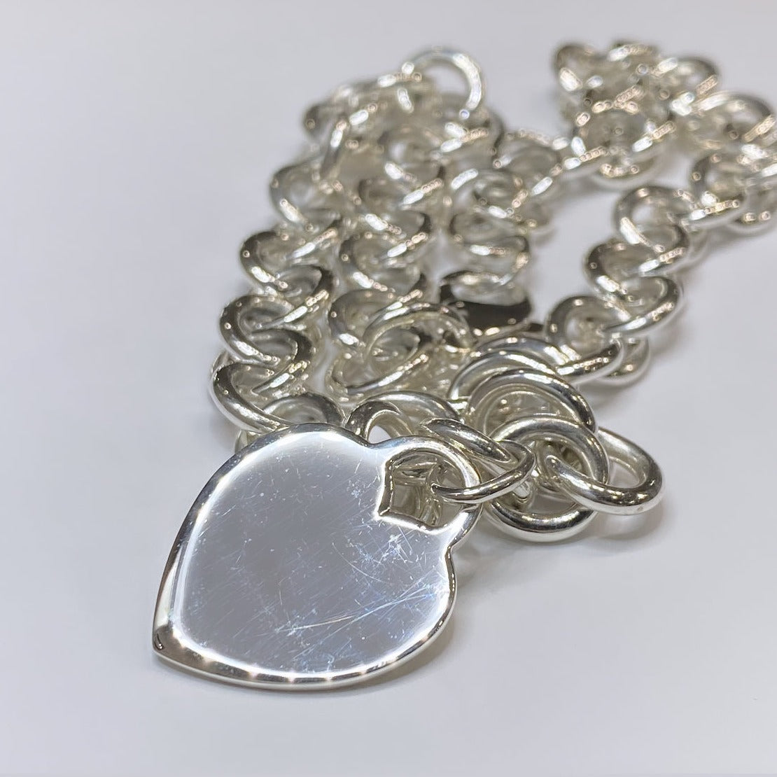 T & Co. 925 Heart Tag Charm Necklace