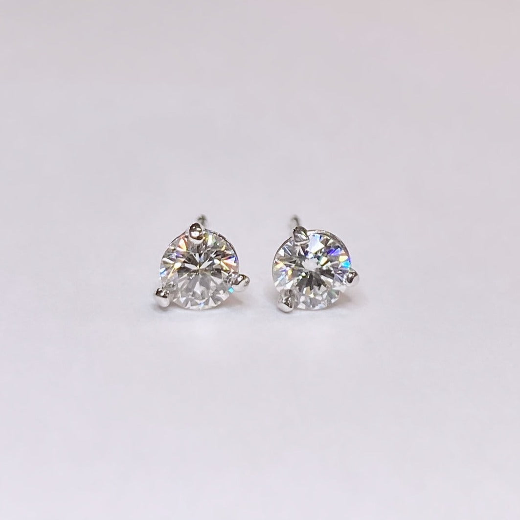 14k Round Brilliant Diamond Studs Earrings 7/8ctw