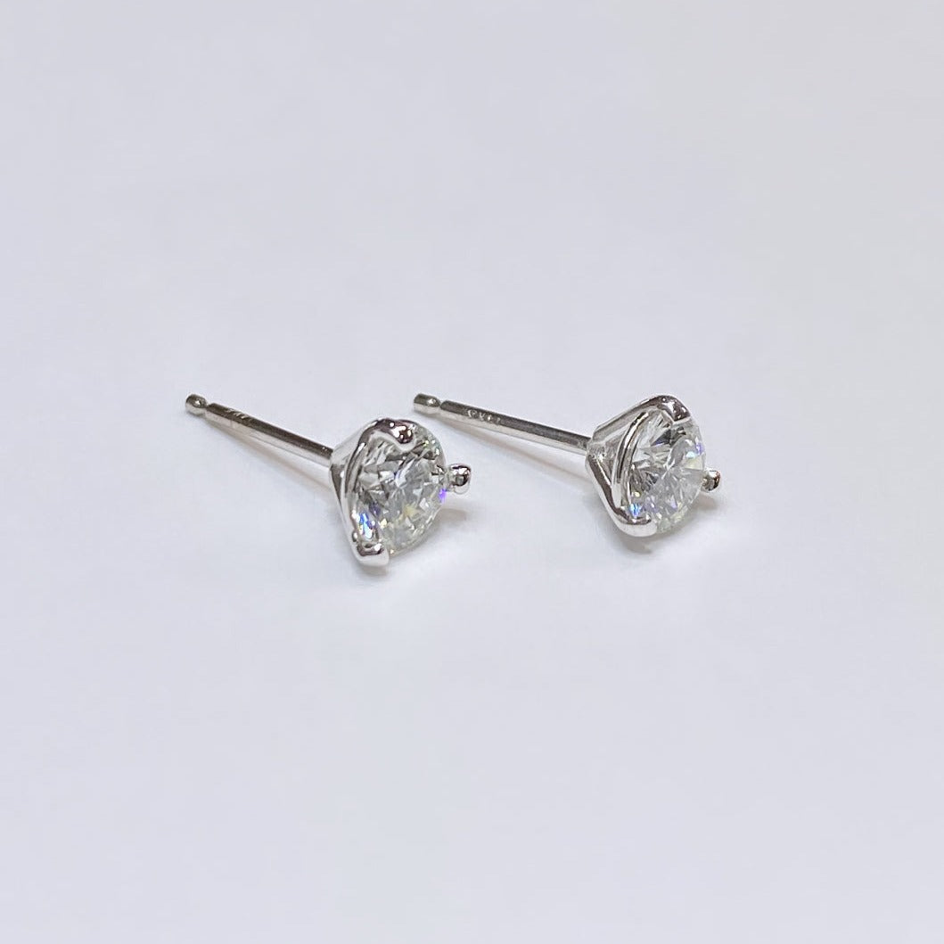 14k Round Brilliant Diamond Studs Earrings 7/8ctw