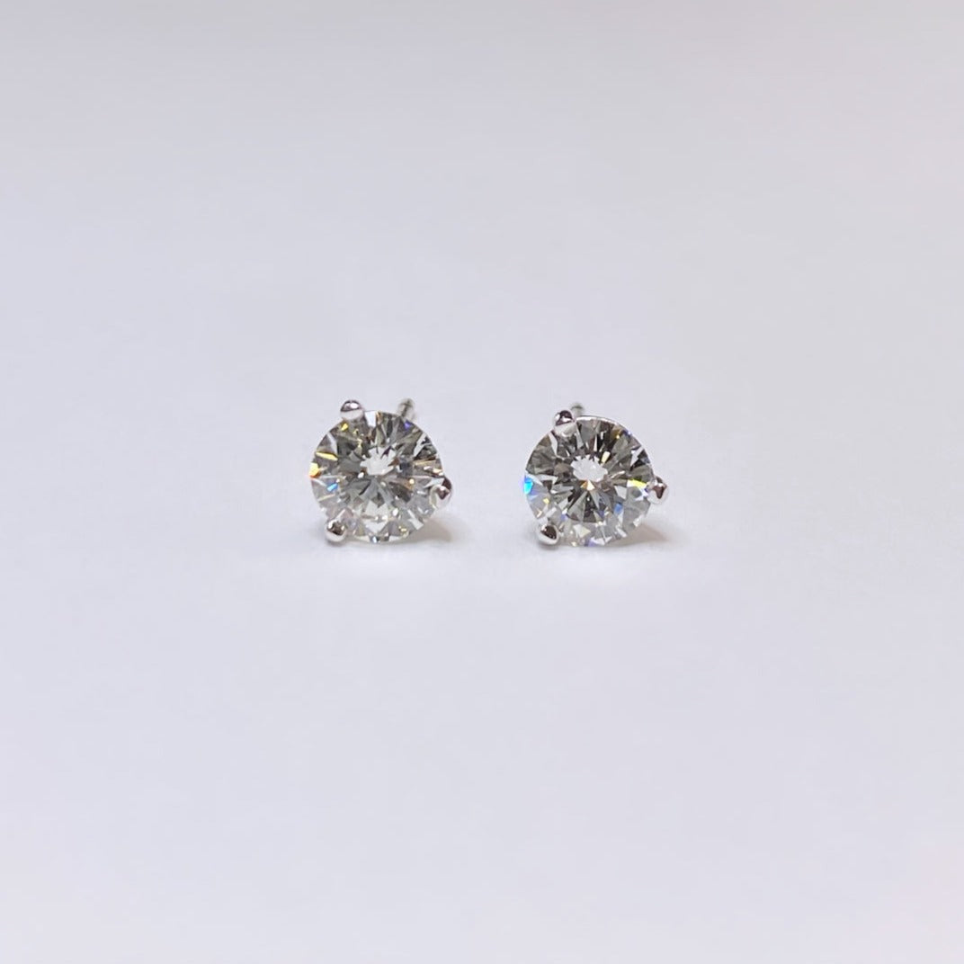 14k Round Brilliand Diamond Stud Earrings 1ctw