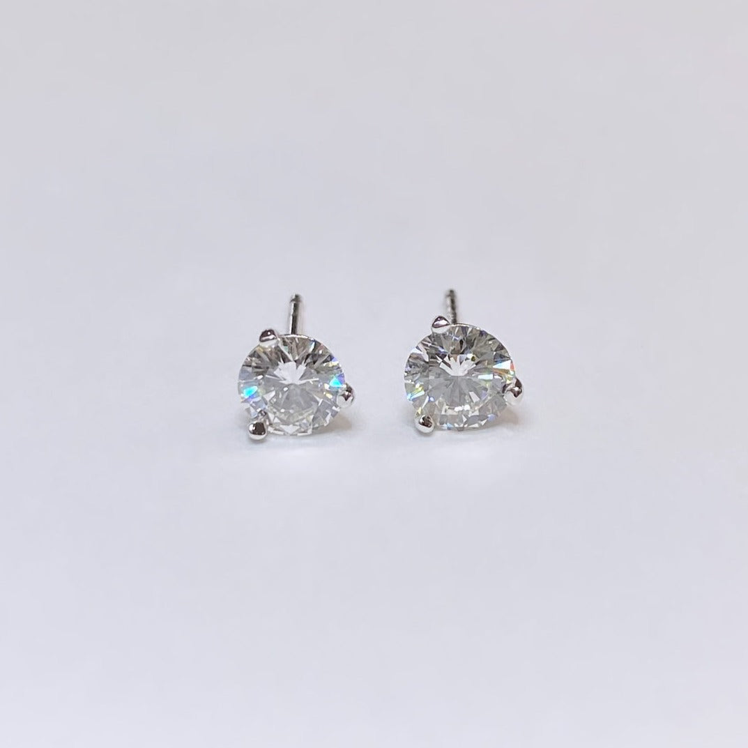 14k Round Brilliand Diamond Stud Earrings 1ctw