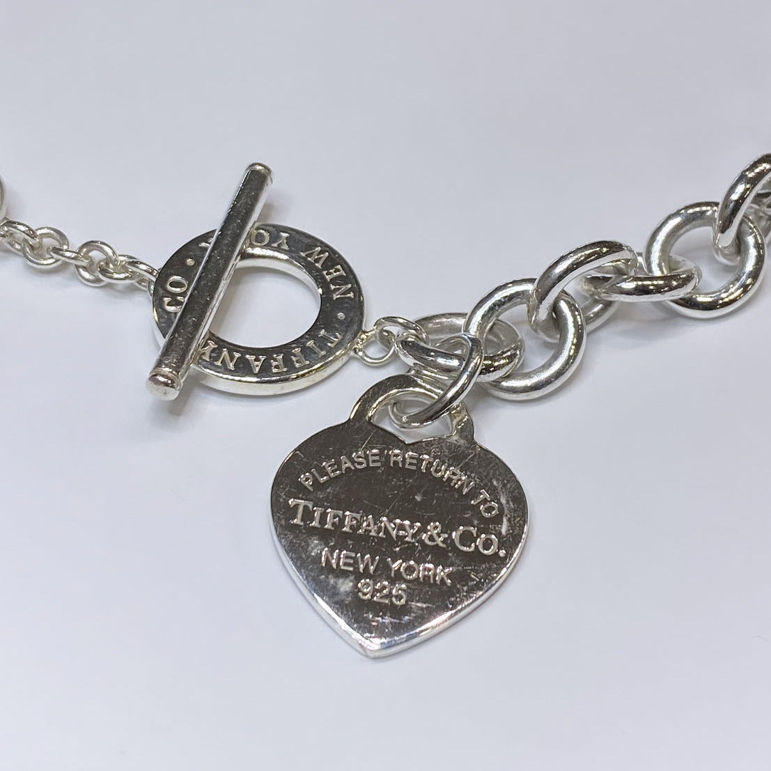 T & Co. 925 Heart Tag Toggle Necklace 15.5"