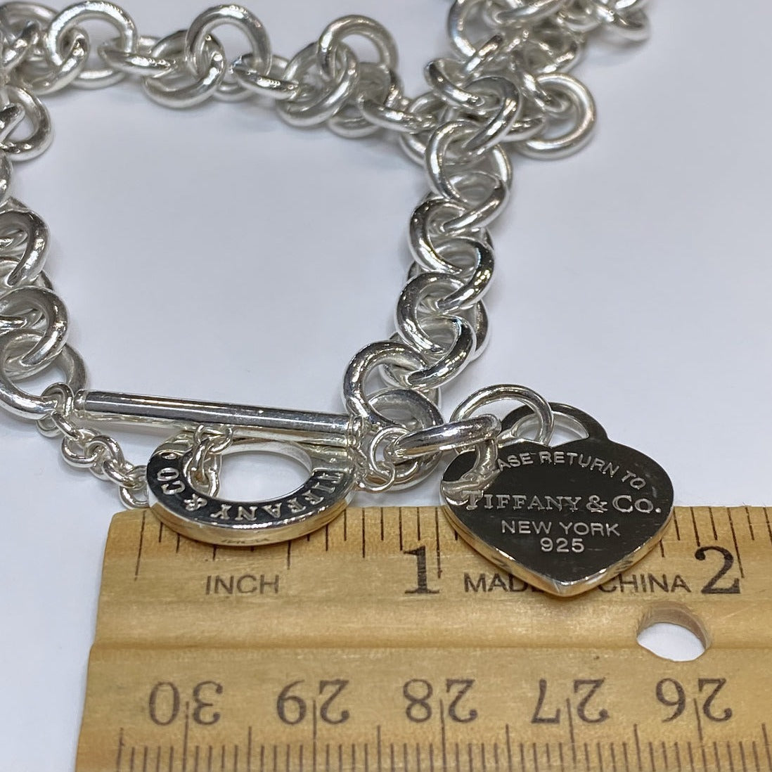 T & Co. 925 Heart Tag Toggle Necklace 15.5"