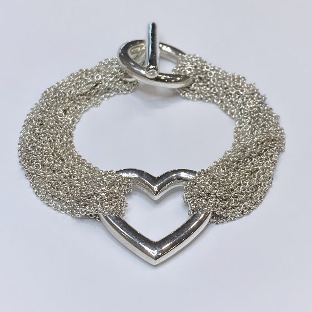 T & Co. 925 Open Heart Mesh Bracelet