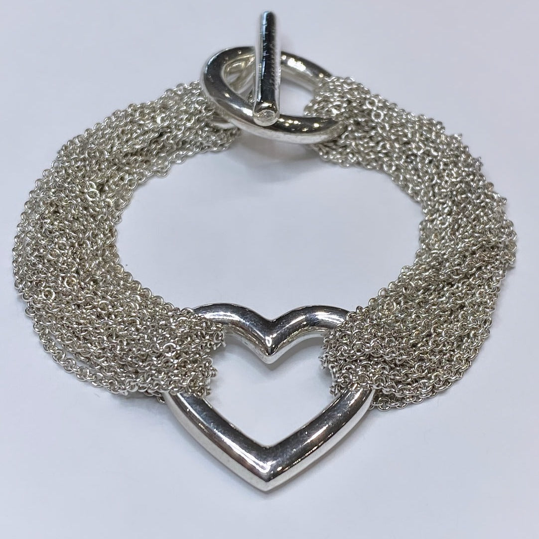 T & Co. 925 Open Heart Mesh Bracelet