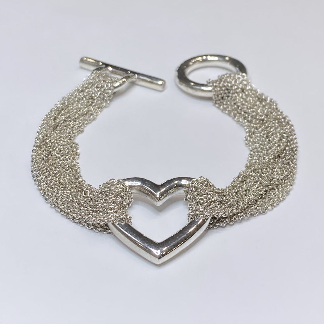 T & Co. 925 Open Heart Mesh Bracelet